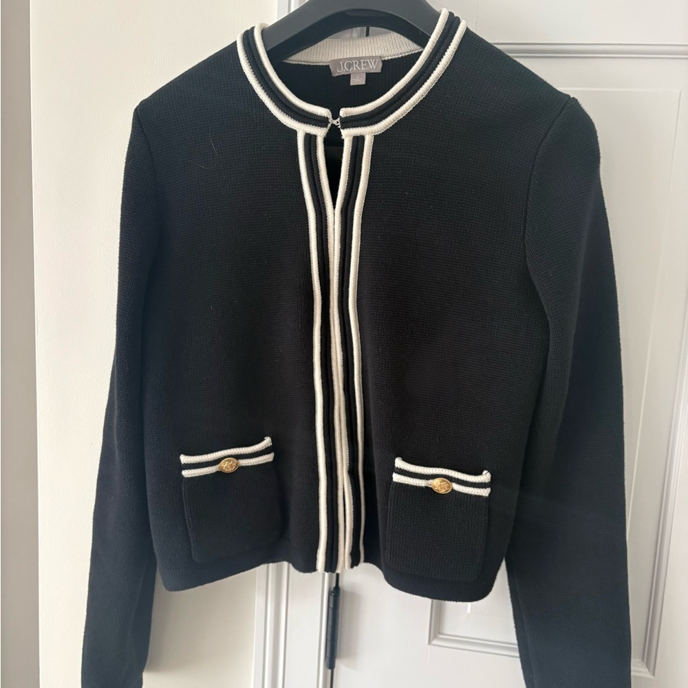J. Crew Emilie Grandmother Sweater with Contrasting Trim -- WORN ONCE